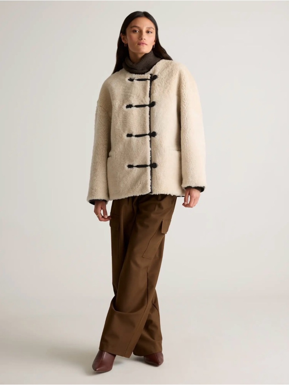 Quince 100% Shearling Duffle Jacket Size Small 553